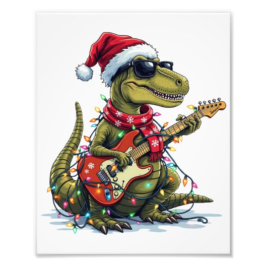 恐竜ギタープレーヤークリスマス フォトプリント            (正面)