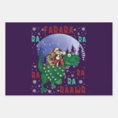恐竜クリスマスサンタクロース ラッピングペーパーシート (正面3)