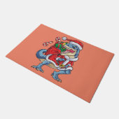 恐竜クリスマスサンタクロースTレックスボーイズ男性 ドアマット (アングル)