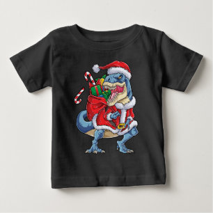 恐竜クリスマスサンタクロースTレックスボーイズ男性 ベビーTシャツ
