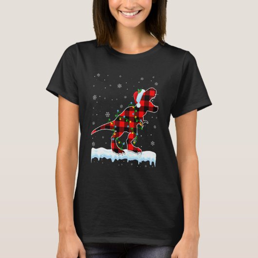 恐竜クリスマスサンタハットかわいい動物のクリスマス李 Tシャツ (正面)