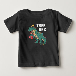 恐竜クリスマスツリーレックスパジャマクリスマスライト ベビーTシャツ