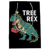 恐竜クリスマスツリーレックスパジャマクリスマスライト ミディアムペーパーバッグ (正面)