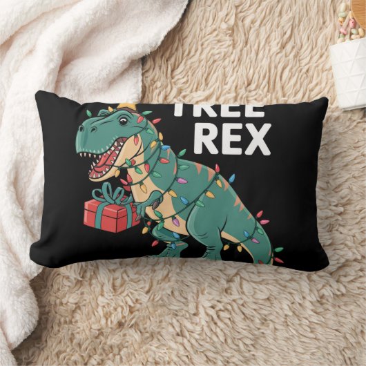 恐竜クリスマスツリーレックスパジャマクリスマスライト ランバークッション (ブランケット)