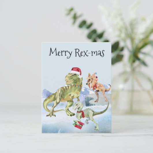恐竜クリスマスティラノサウルラプターメリーレックス シーズンポストカード (スタンド正面)