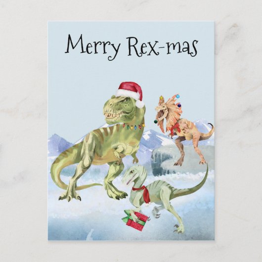 恐竜クリスマスティラノサウルラプターメリーレックス シーズンポストカード (正面)