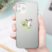 恐竜クリスマスユニコーン冬Tレックスディーノスティック シール (スマートフォン)