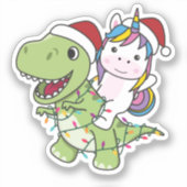 恐竜クリスマスユニコーン冬Tレックスディーノスティック シール (正面)
