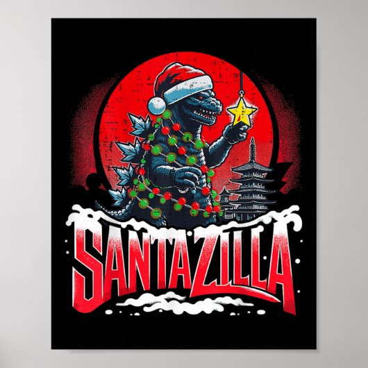 恐竜クリスマス サンタジラ 日本のモンスターダイノサ ポスター (正面)