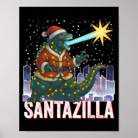 恐竜クリスマス サンタジラ 日本のモンスターダイノサ ポスター (正面)