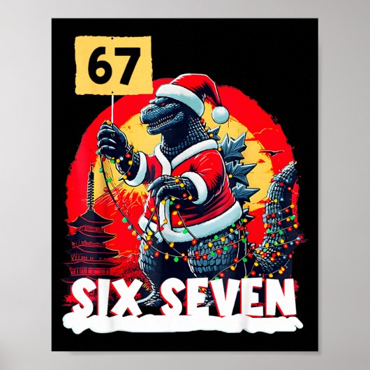恐竜クリスマス 67 サンタジラ 日本のモンスターダイナソー ポスター (正面)