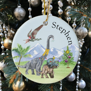 恐竜クリスマスTriceratopsジュラ紀クリスマス セラミックオーナメント