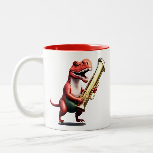 恐竜クールの子供のマグカップ ツートーンマグカップ (左)