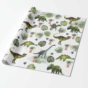 恐竜クールのTレックスジュラの緑の分離 ラッピングペーパー