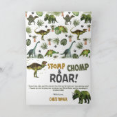 恐竜クールジュラシック男の子の誕生日パーティー サンキューカード (内部)