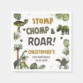 恐竜クールジュラシック男の子の誕生日パーティー スタンダードカクテルナプキン