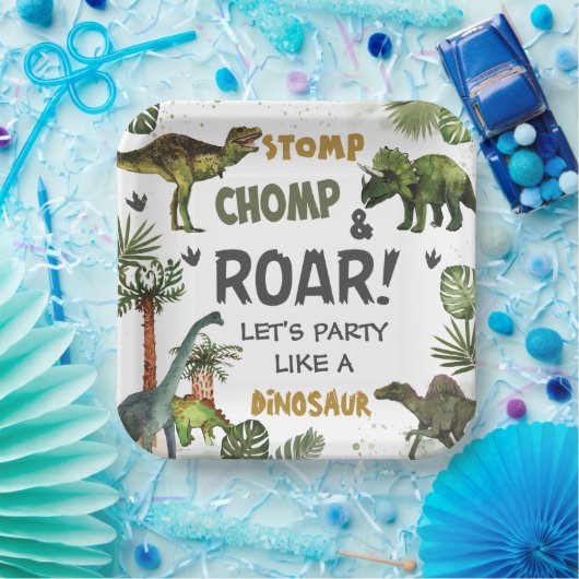 恐竜クールジュラシック男の子の誕生日パーティー ペーパープレート (パーティー)