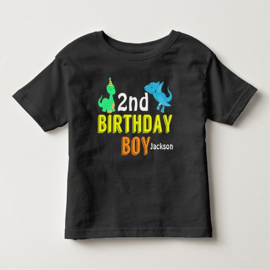 恐竜クール誕生日ボーイパーティー トドラーTシャツ (正面)