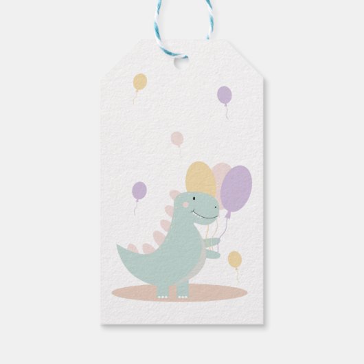 恐竜グリーングレーファースト誕生日ありがとう ギフトタグ (裏面)