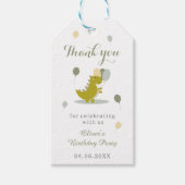 恐竜グリーングレーファースト誕生日ありがとう ギフトタグ (正面)