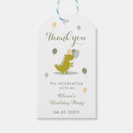 恐竜グリーングレーファースト誕生日ありがとう ギフトタグ