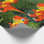 恐竜グリーンジャングルTレックスキッズ ラッピングペーパー (角)