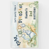 恐竜グリーンブルーパステルボーイ誕生日 横断幕 (縦)