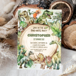 恐竜グリーン ディノマイト誕生日パーティー 招待状