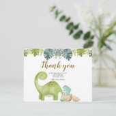 恐竜グリーン 花の感謝カード サンキューカード (スタンド正面)