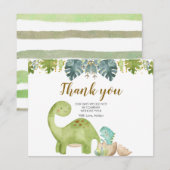 恐竜グリーン 花の感謝カード サンキューカード (正面/裏面)