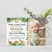 恐竜グリーン&金ゴールドサファリ誕生日 招待状 (スタンド正面)
