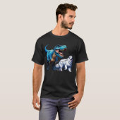 恐竜グレートピレネー犬 散歩好きな犬好きのための面白いデザイン Tシャツ (正面フル)