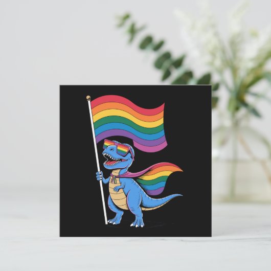 恐竜ゲイプライドLGBTレインボー国旗 招待状 (スタンド正面)