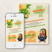 恐竜ゲーマージョイントダブル誕生日招待状 招待状