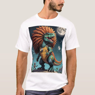 恐竜サイバー戦士の未来的なSci-Fiアートティー Tシャツ
