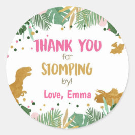 恐竜サンキューバイガール誕生日 ラウンドシール