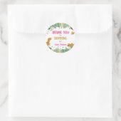 恐竜サンキューバイガール誕生日 ラウンドシール (バッグ)