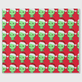 恐竜サンタかわいい ラッピングペーパー (フラット)