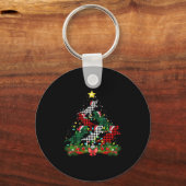 恐竜サンタハットクリスマスツリーバッファロープレイド キーホルダー (正面)