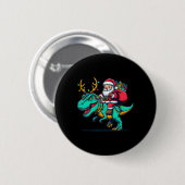 恐竜サンタ乗りTレックスクリスマスシカ子供服ボーイズ 缶バッジ (正面&裏面)