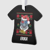 恐竜サンタTレックス醜いクリスマス オーナメント (正面)