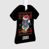 恐竜サンタTレックス醜いクリスマス オーナメント (正面)