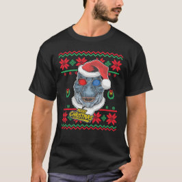 恐竜サンタTレックス醜いクリスマス Tシャツ