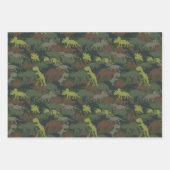 恐竜シルエット偽装誕生日ギフト ラッピングペーパーシート (正面)