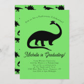 恐竜シルエット卒業パーティー 招待状 (正面/裏面)