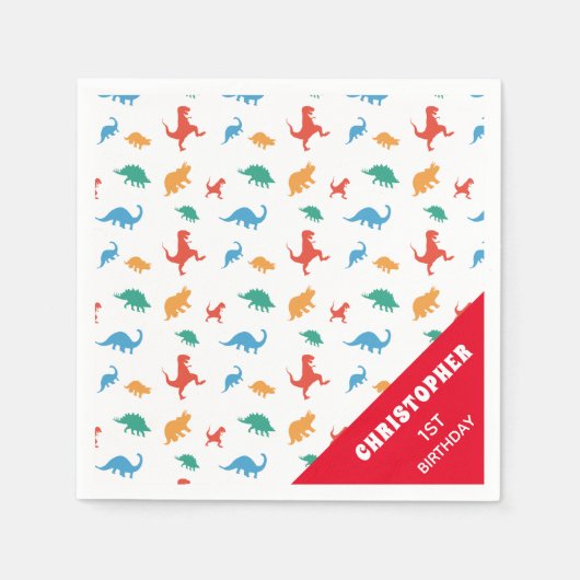 恐竜シルエット スタンダードカクテルナプキン (正面)