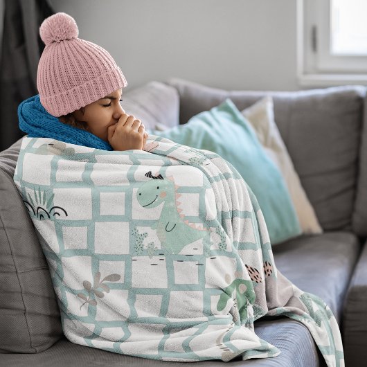 恐竜シンプルスカンジナビアデザイン フリースブランケット