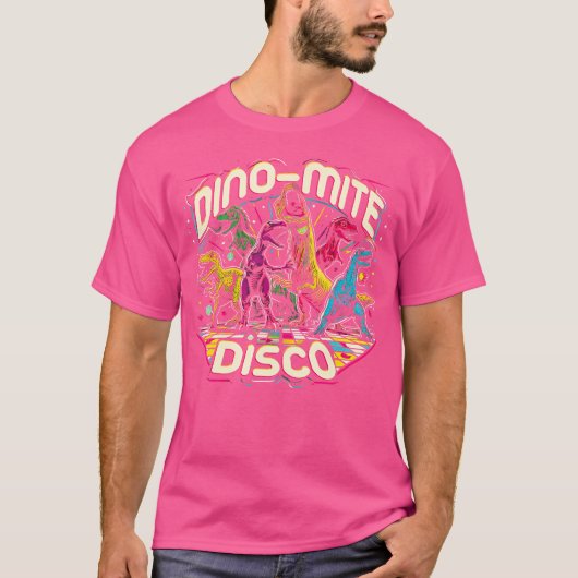 恐竜ジノミテディスコ踊りグラフィック Tシャツ (正面)