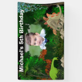 恐竜ジャングルの森DIYフォトボーイズ誕生日 横断幕 (縦)