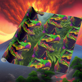 恐竜ジャングルグリーン誕生日キッズ ラッピングペーパー